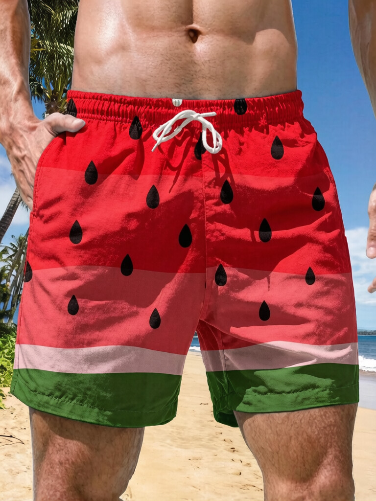 Men's Watermelon Print Vacation Shorts