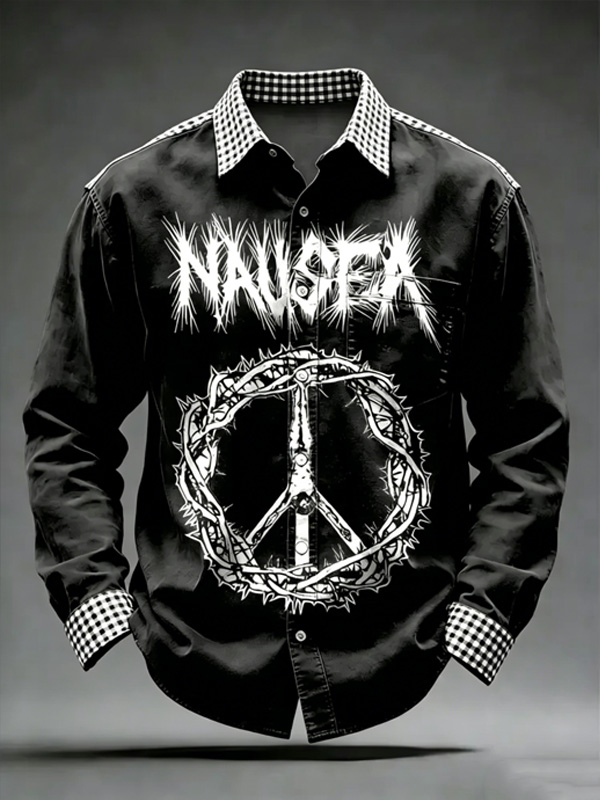 Men's Nausea Retro Peace Art Print Long Sleeve Shirt