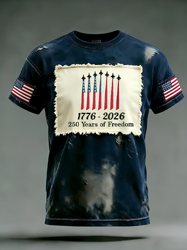Men's 250 Years Of Freedom Print Casual T-Shirt