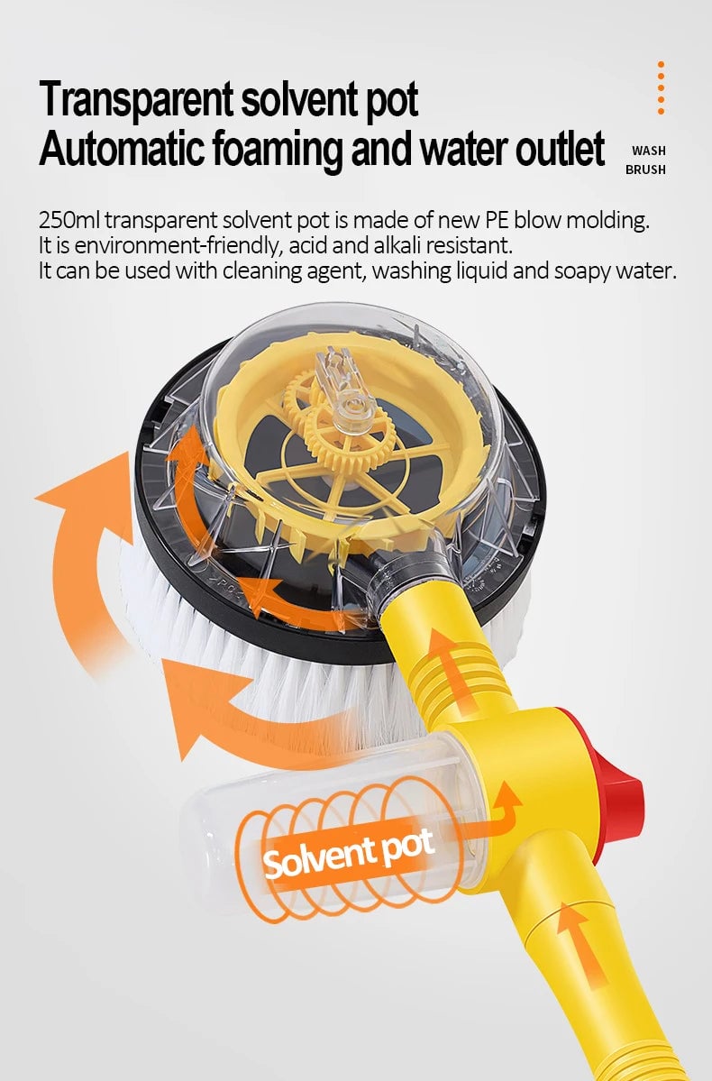 Rotating Car Wash Brush, 360 Degree Automatic Rotating Adjustable Dip Wash Brush High Pressure Washer for Vehicle Cleaning