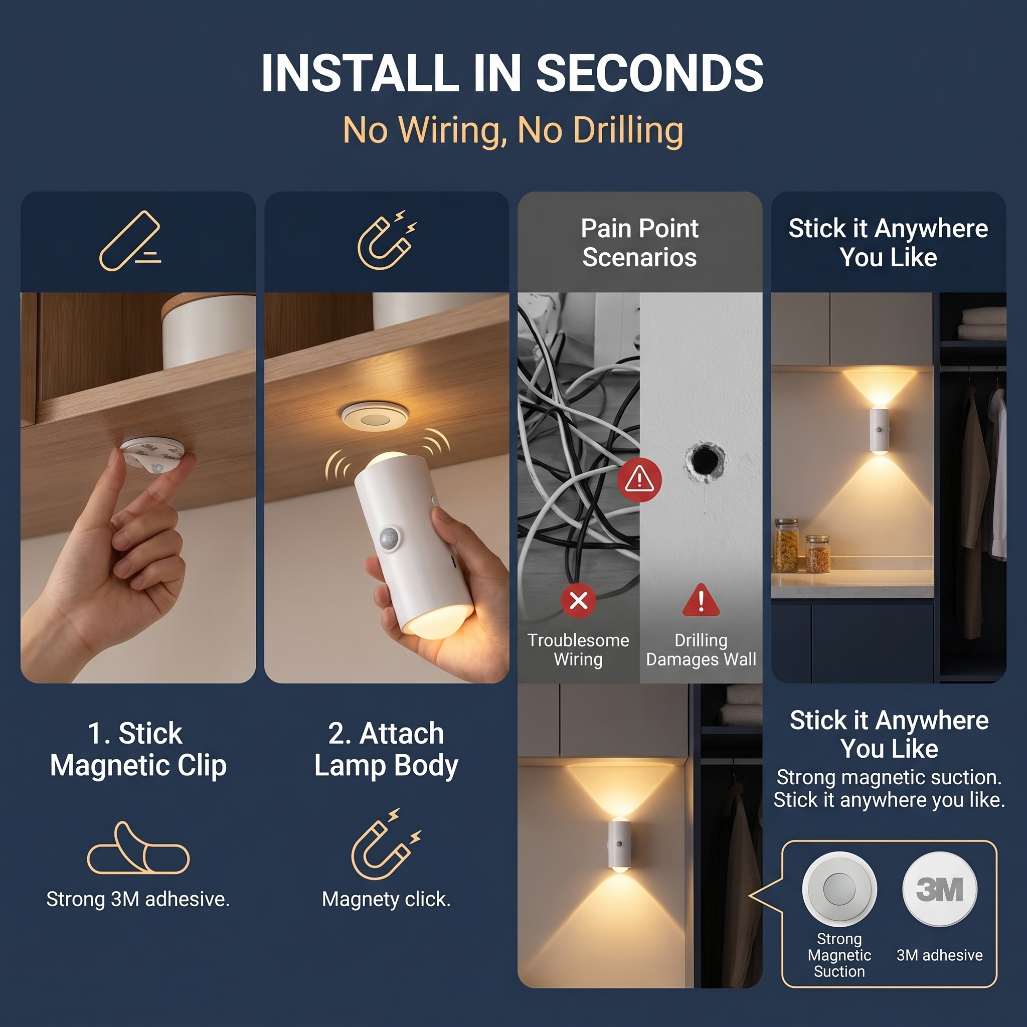 LED Motion Sensor Night Light - Smart Auto-On Cabinet Light with 16 Colors, Rechargeable Magnetic Night Light for Kids Bedroom Kitchen Hallway Stairs, Protects Baby and Family at Night