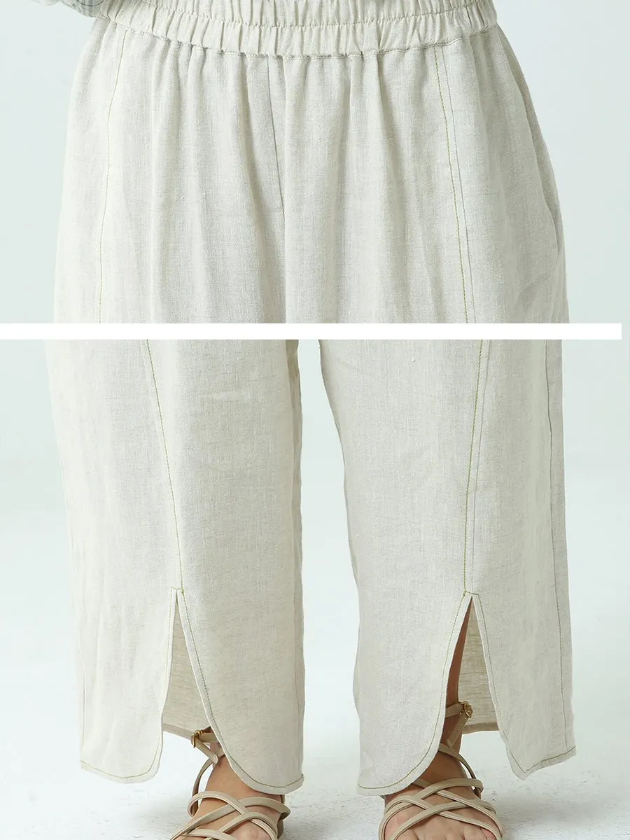 Women's Cotton Linen Loose Wide Leg Pants