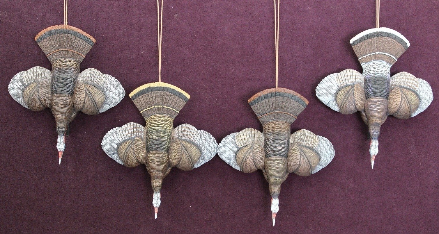 Miniature Wild Turkey Carved Hanging Ornament