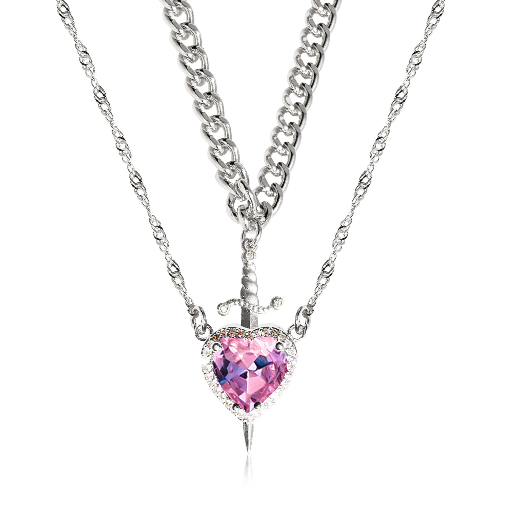 🔥LAST DAY 50% OFF - 💕GM Heart & Sword Promise Necklace His / Hers Set