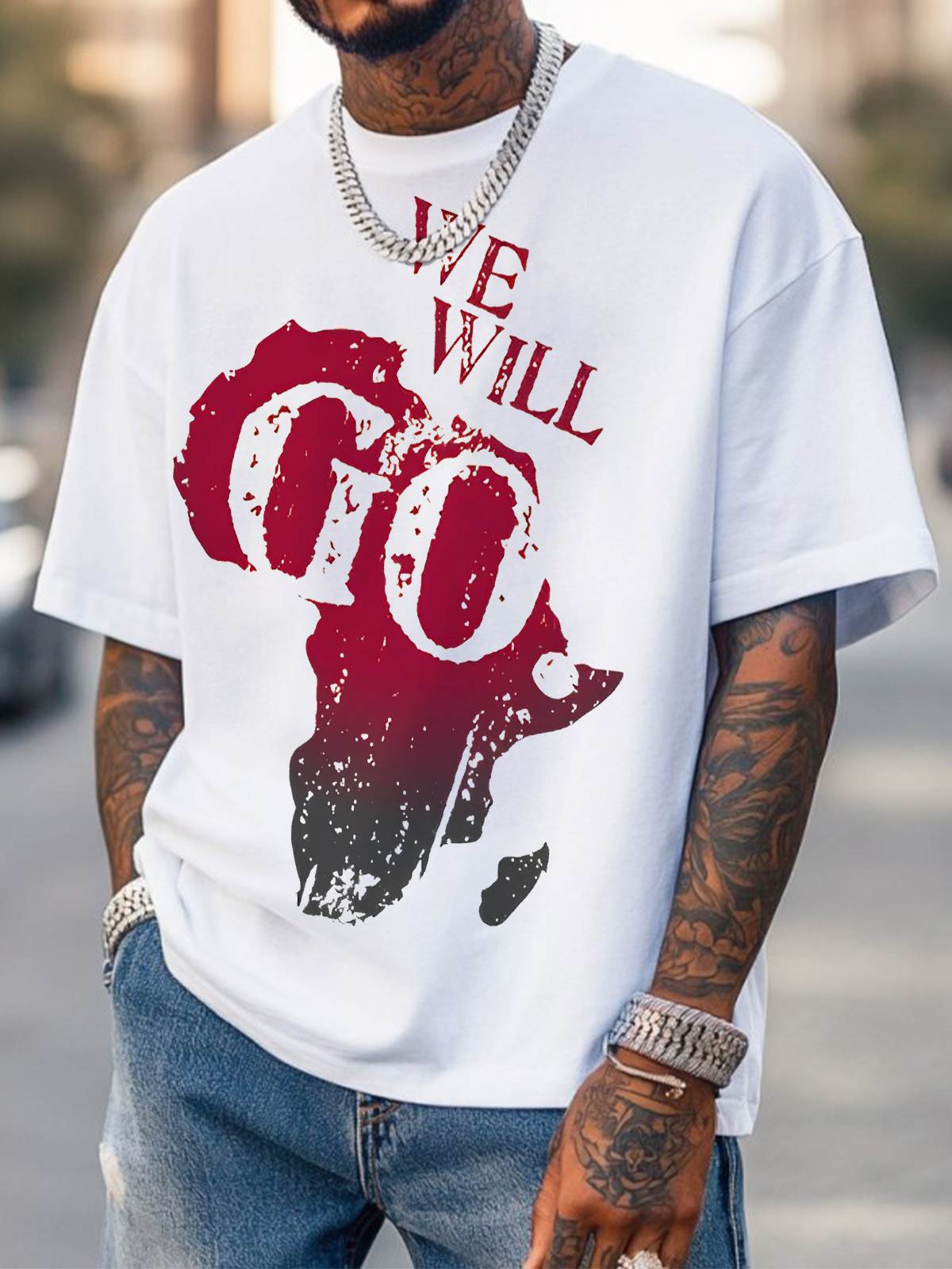 Men's We Will Go Fun Map Print Cotton Casual T-Shirt