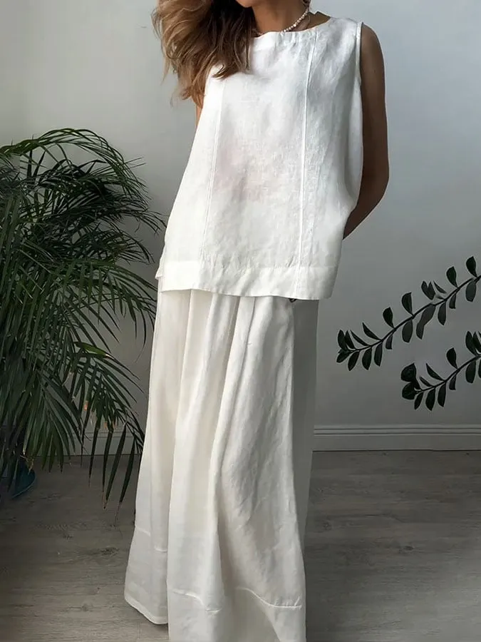 Women's cotton and linen casual suit