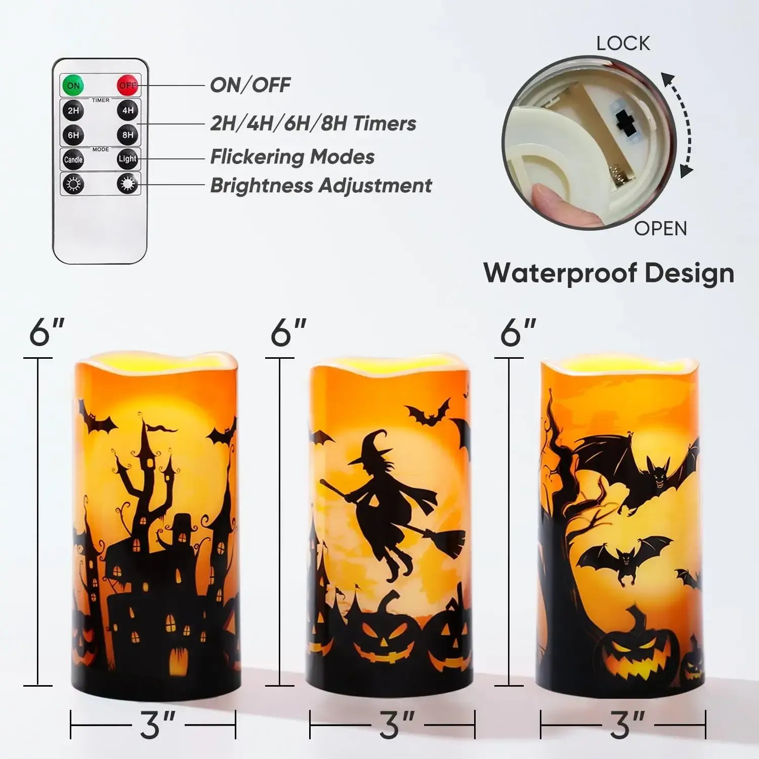 🎃Halloween Pre-sale🎃3PCS Halloween Candles with Remote Timers