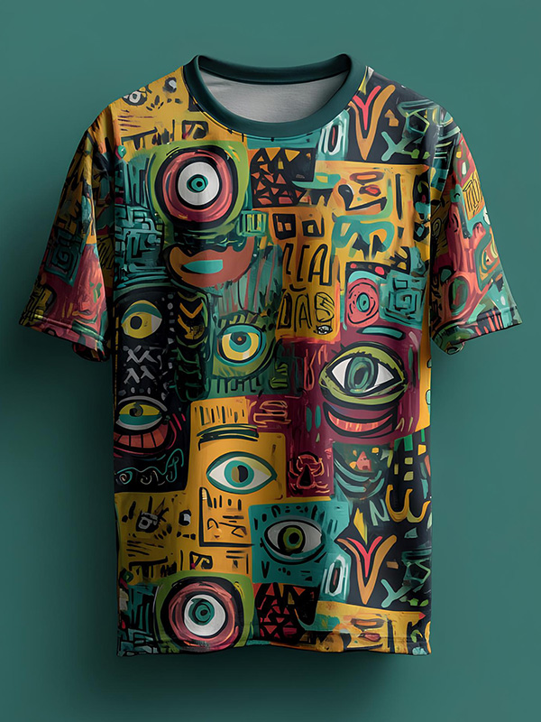 Men's Fun Abstract Eye Art Print T-Shirt