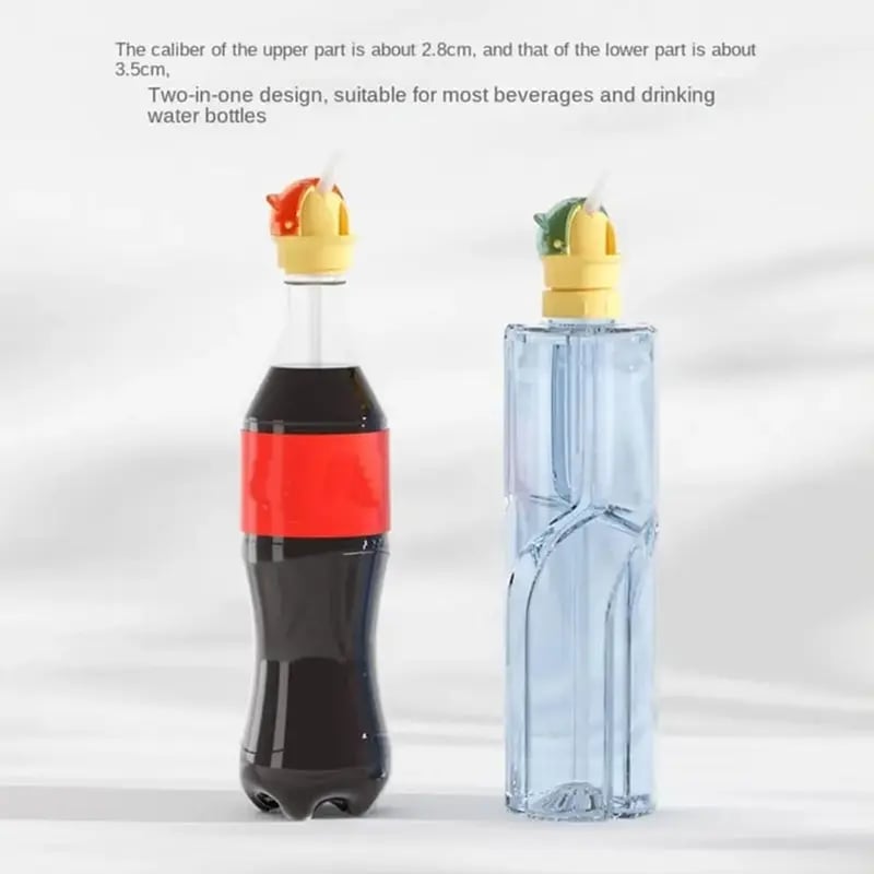 Water Bottle Spout Conversion Cap with Straw | Universal Fit for Juice & Water Bottles | Spill-Proof Flip Top Cover for Toddlers & Children