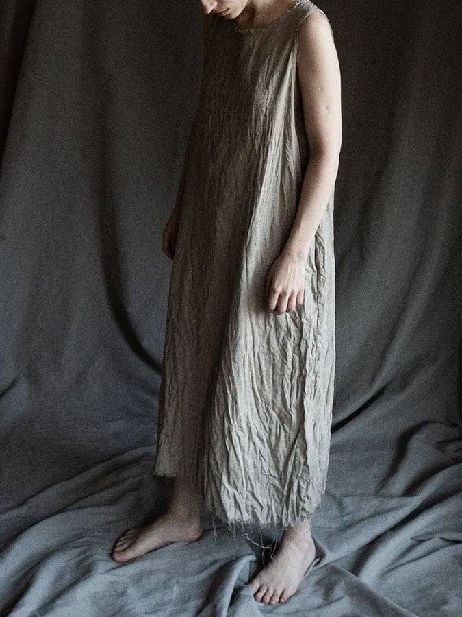 Women'S Casual Vintage Natural Cotton And Linen Dress