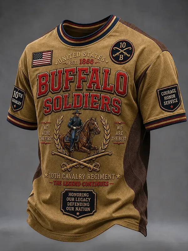 Men's Buffalo Soldiers 10th Cavalry Art Print T-Shirt