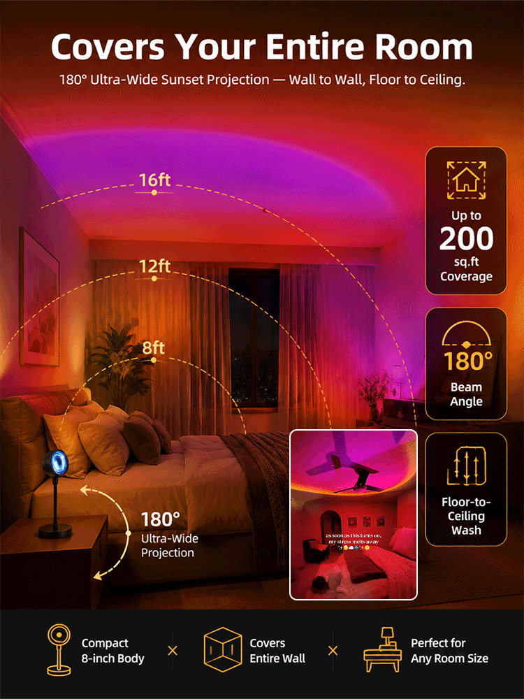 🌅 Sunset Ambient Light: One-Tap Romantic Lighting, Say Goodbye To Dull Rooms! Just 1 Second, Bring Stunning Sunset Glow Into Your Home ✨