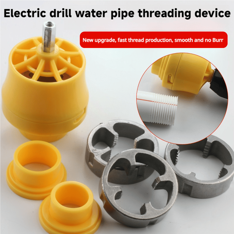 🔥Last 4 hours Sale: Save $20 -Electric Drill Compatible PVC Pipe Threader Kit with Various Die Sizes