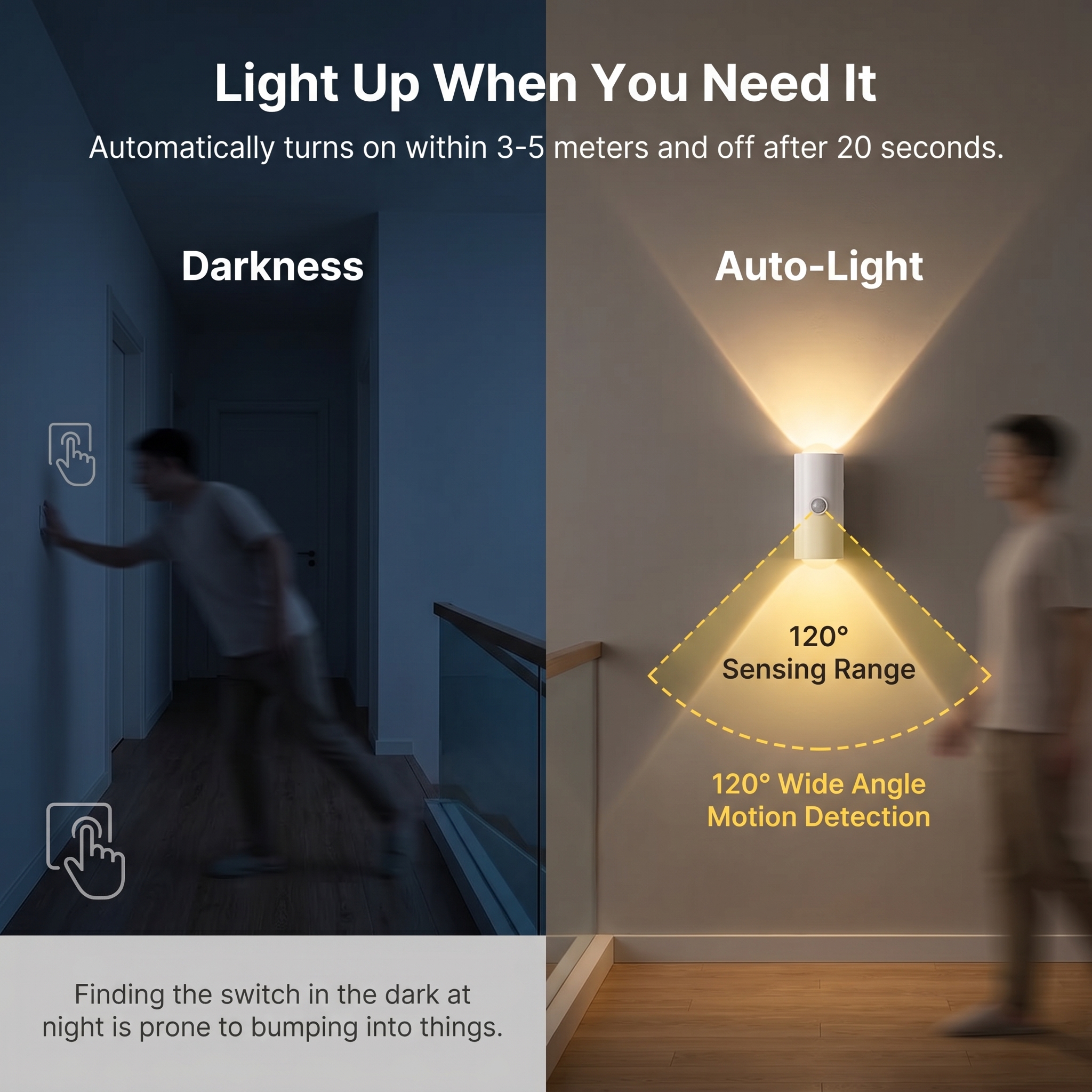 LED Motion Sensor Night Light - Smart Auto-On Cabinet Light with 16 Colors, Rechargeable Magnetic Night Light for Kids Bedroom Kitchen Hallway Stairs, Protects Baby and Family at Night