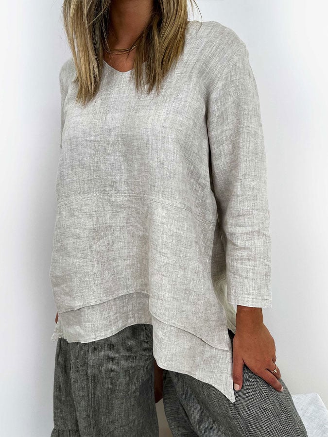 Women's cotton and linen casual loose shirt