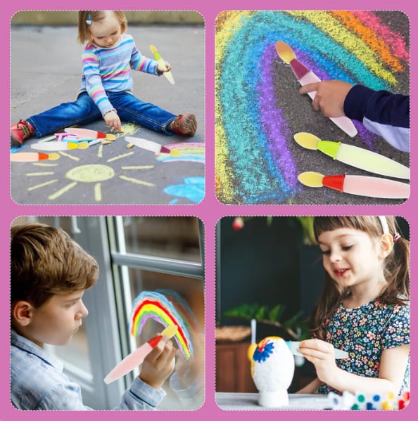 🔥Last Day 49% OFF - 🌈Outdoor Sidewalk Chalk Paint Brush Set | Paint in the Brushes – Just Add Water✨🎨