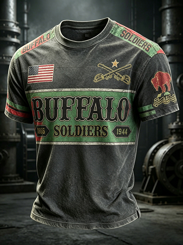 Men's African Americans Buffalo Soldier Art Print T-Shirt