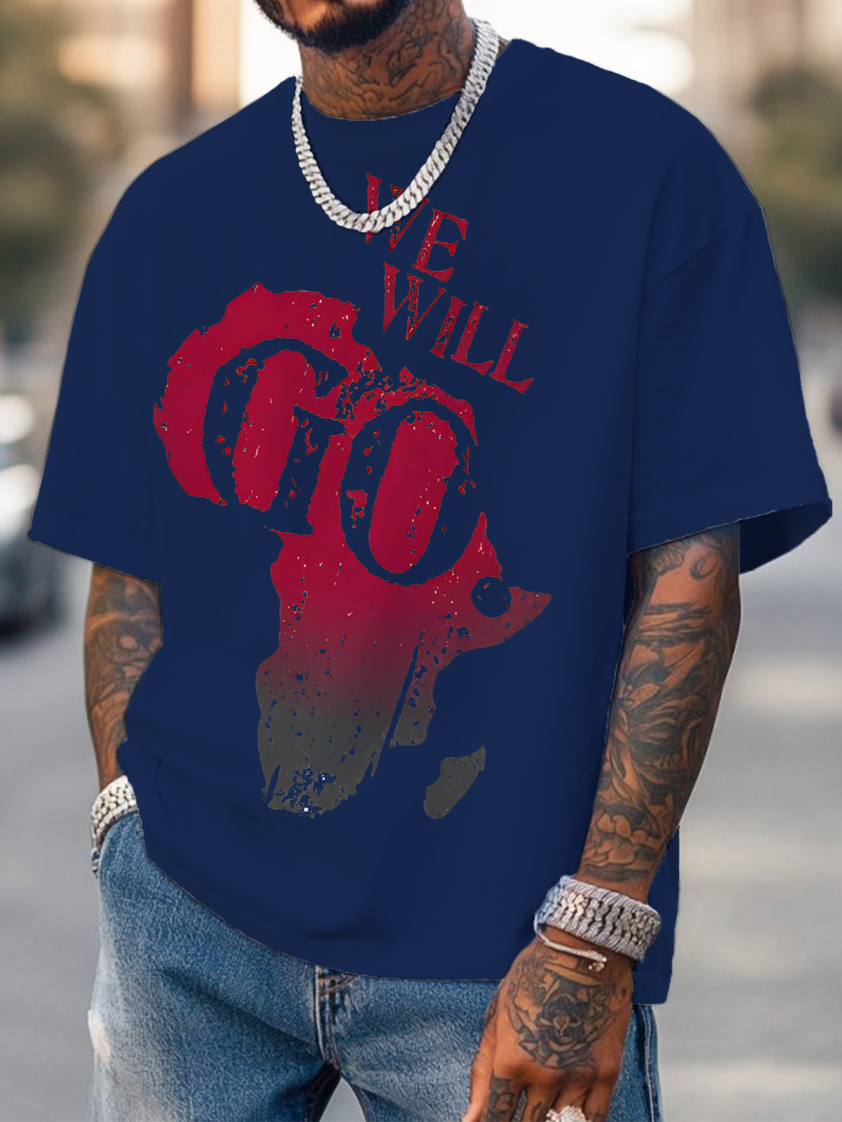 Men's We Will Go Fun Map Print Cotton Casual T-Shirt