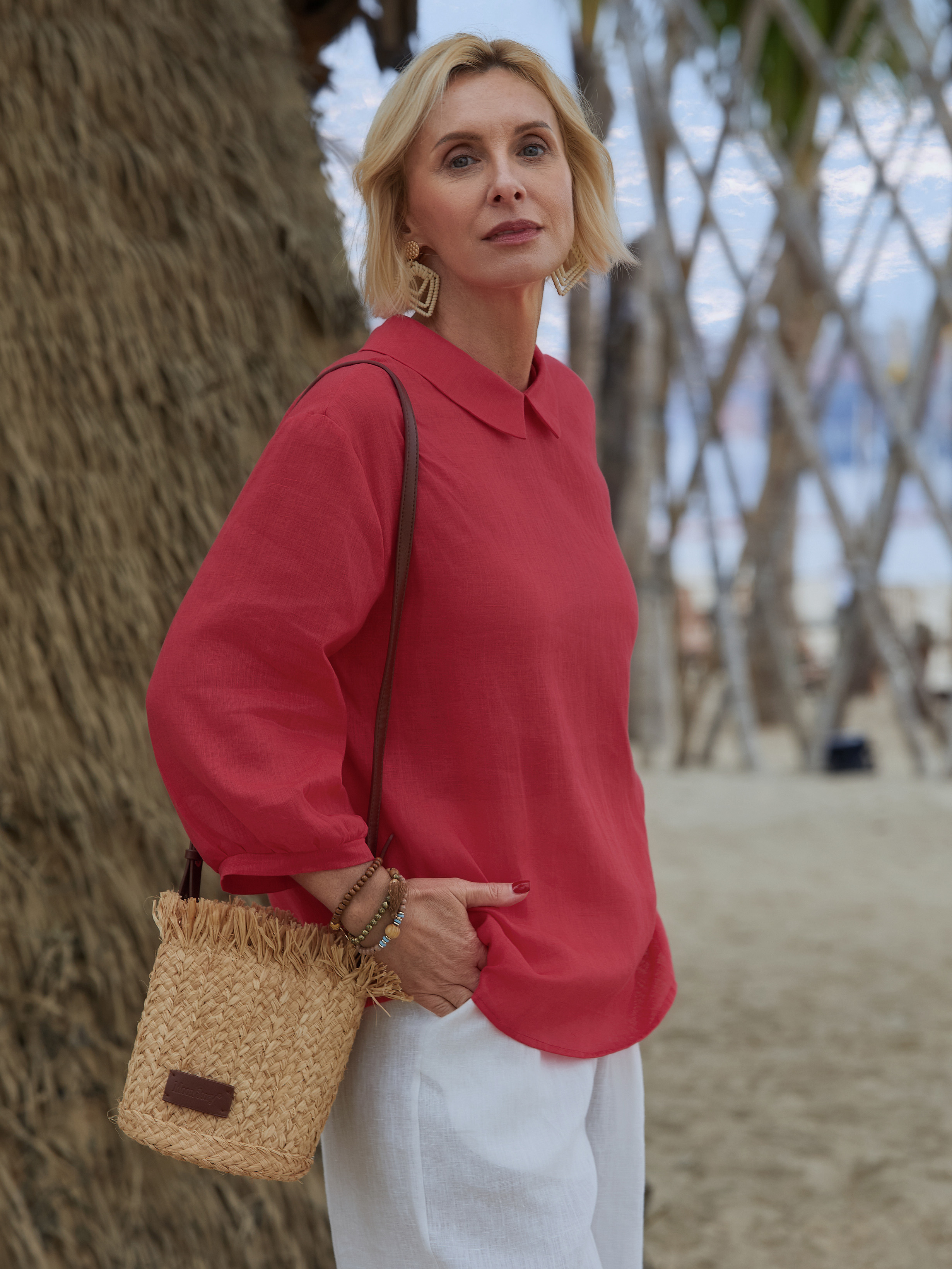 Women's  Linen 3/4 Sleeve Shirt