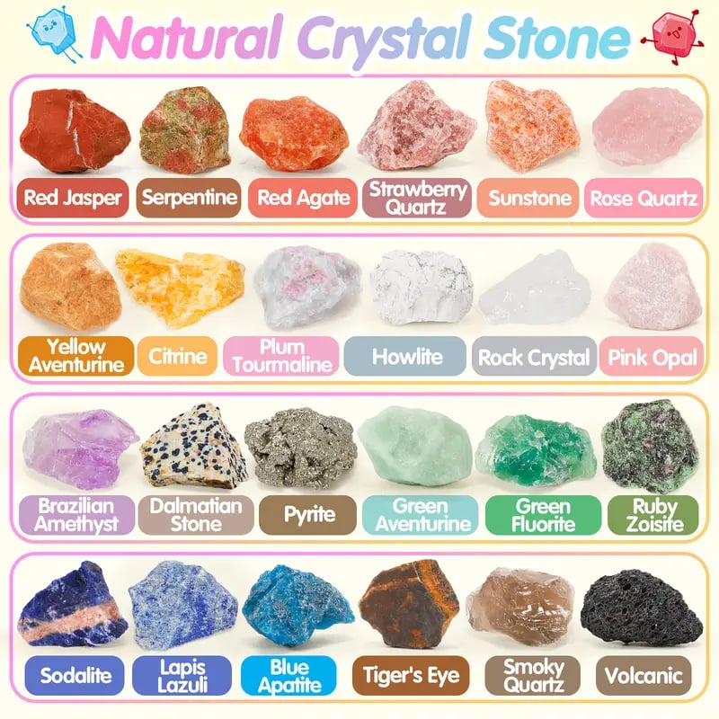 🐣Easter Basket Stuffers Easter Eggs with Natural Crystal Rocks Raw Stone 24Pcs🐰