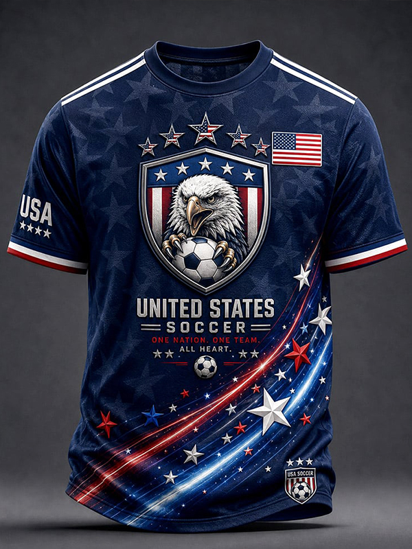 Men's United States Soccer American Bald Eagle Print T-Shirt