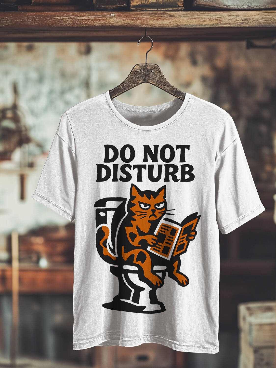 Men's Do Not Disturb Funny Cat Print Cotton Casual T-Shirt
