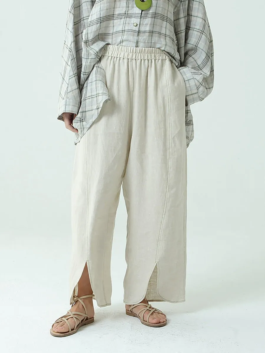 Women's Cotton Linen Loose Wide Leg Pants