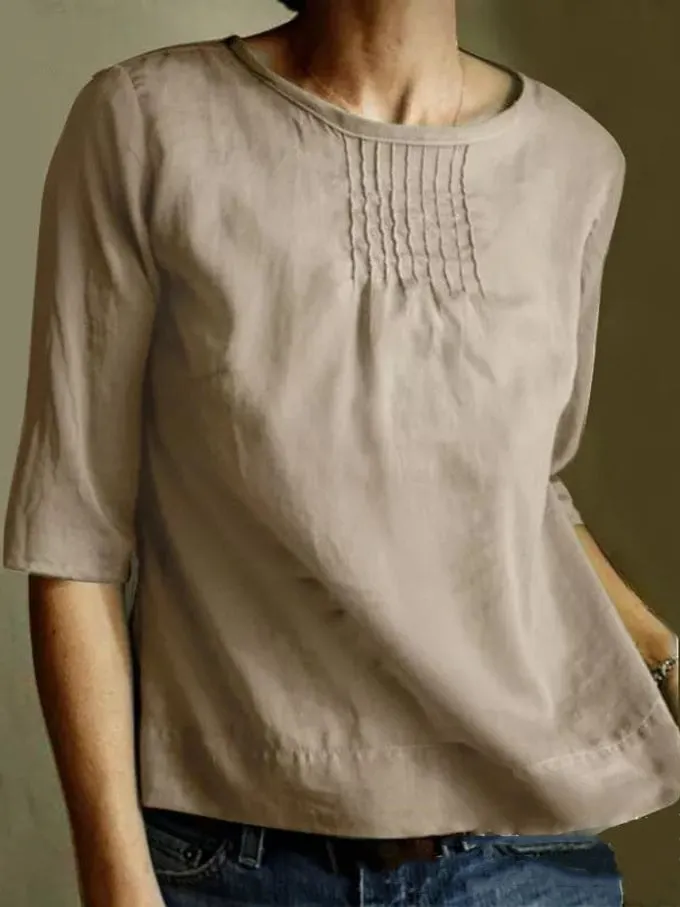 Women's Casual Pleated Long Sleeve Top