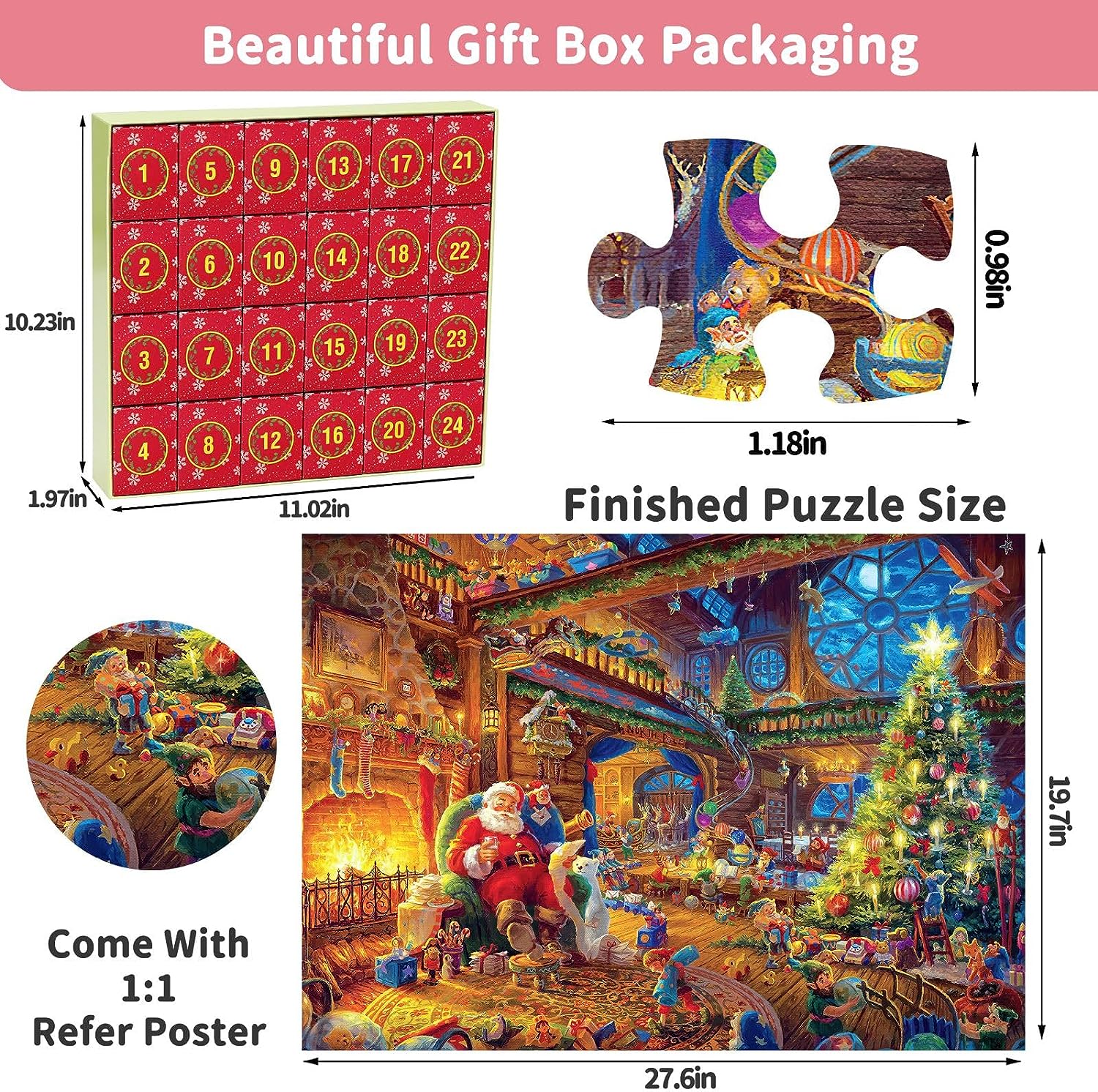 Awishday Advent Calendar Christmas Jigsaw Puzzles