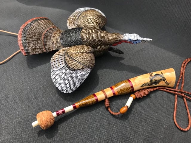 Miniature Wild Turkey Carved Hanging Ornament