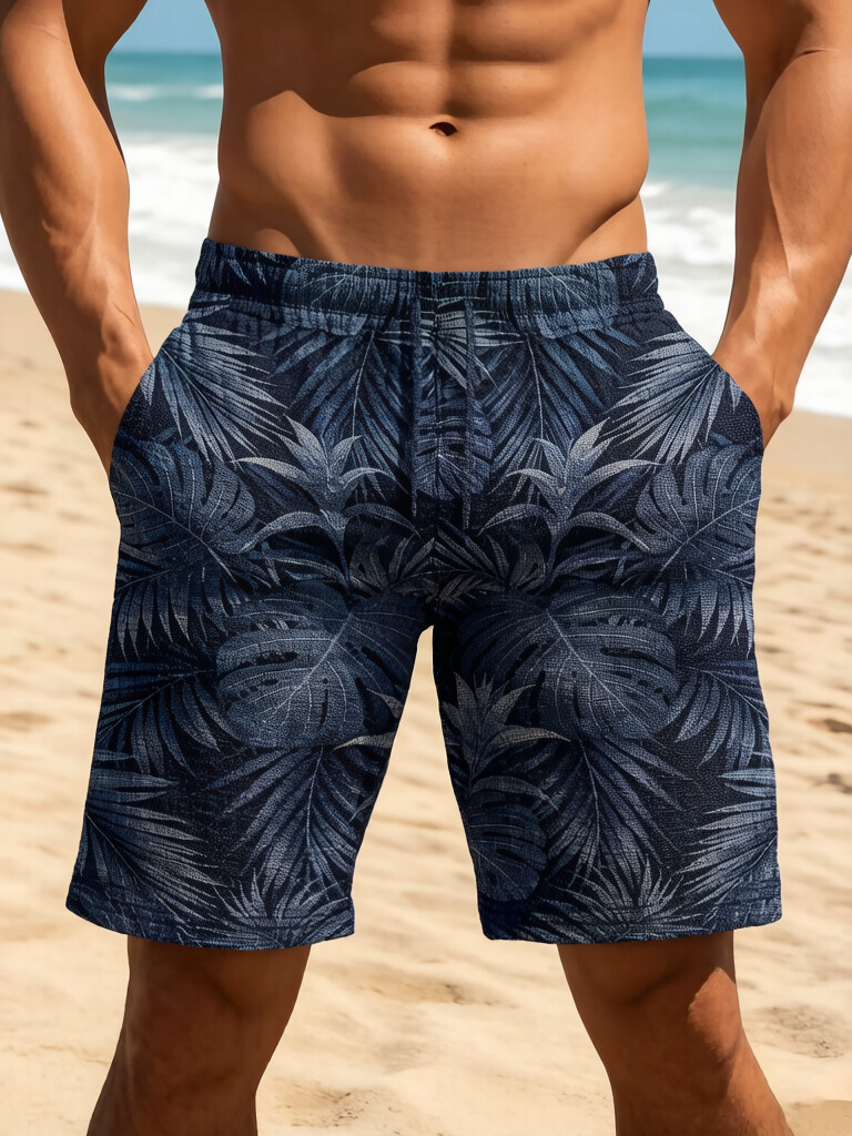 Men's Tropical Palm Leaf All Over Print Casual Shorts