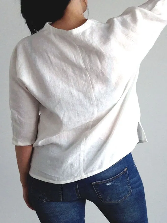Women's Loose Bat Collar 3/4 Sleeve Top