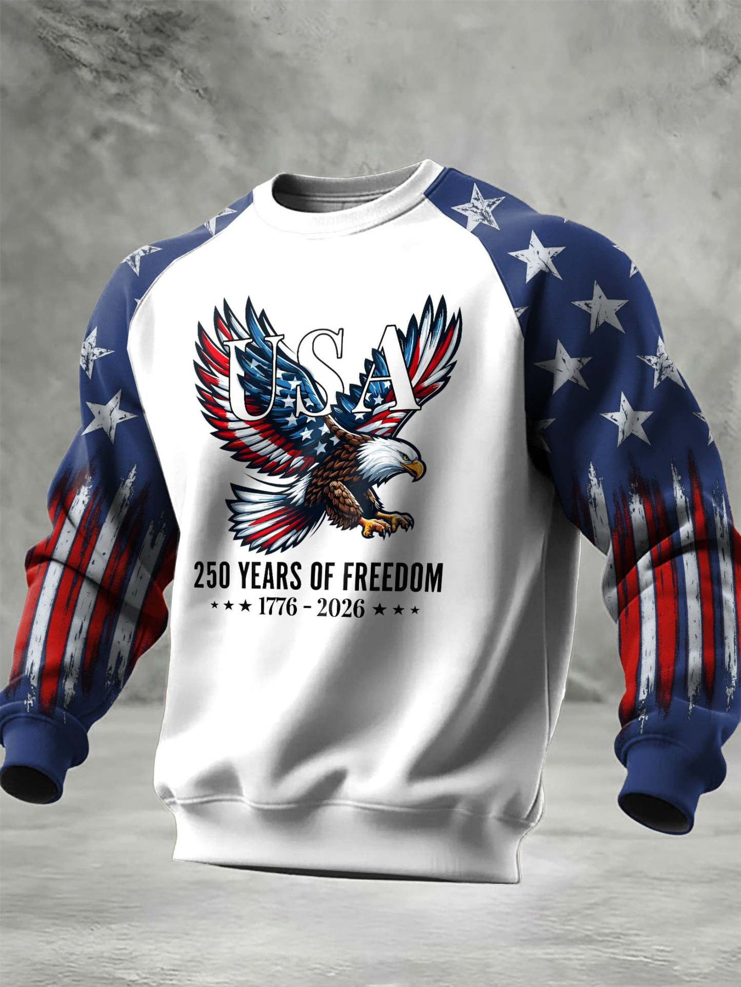 Men's Independence Day Eagle USA Patchwork Art Print Casual Sweatshirt