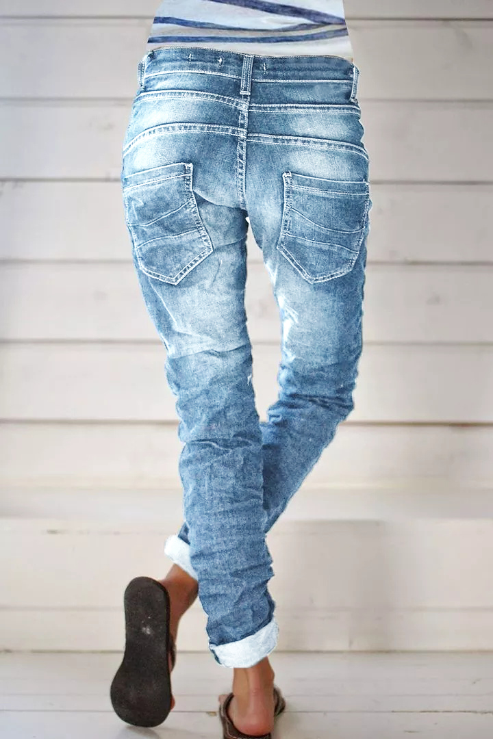 (Hot Sales) Midiross Vintage Button Fly Stitch Trim Low Waist JeansBuy 2 free shipping
