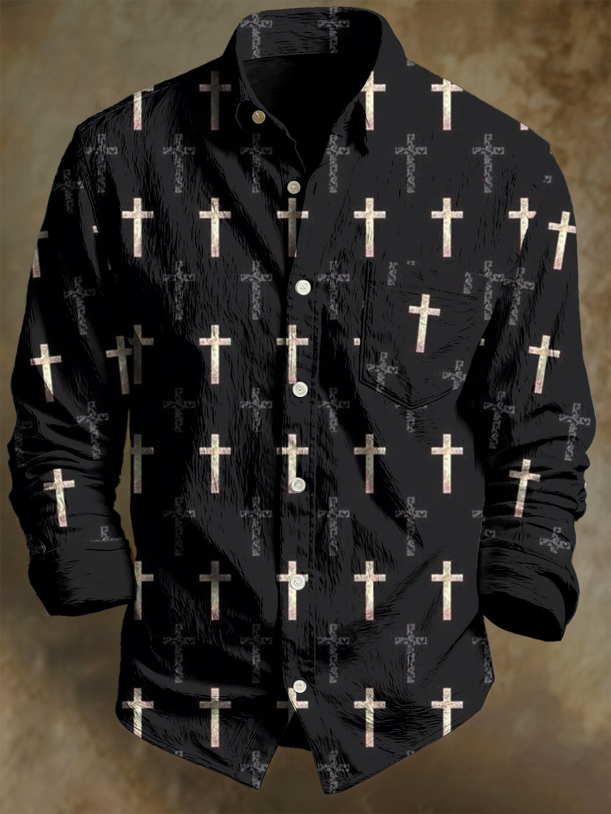 Men's Cross All Over Print Long Sleeve Shirt