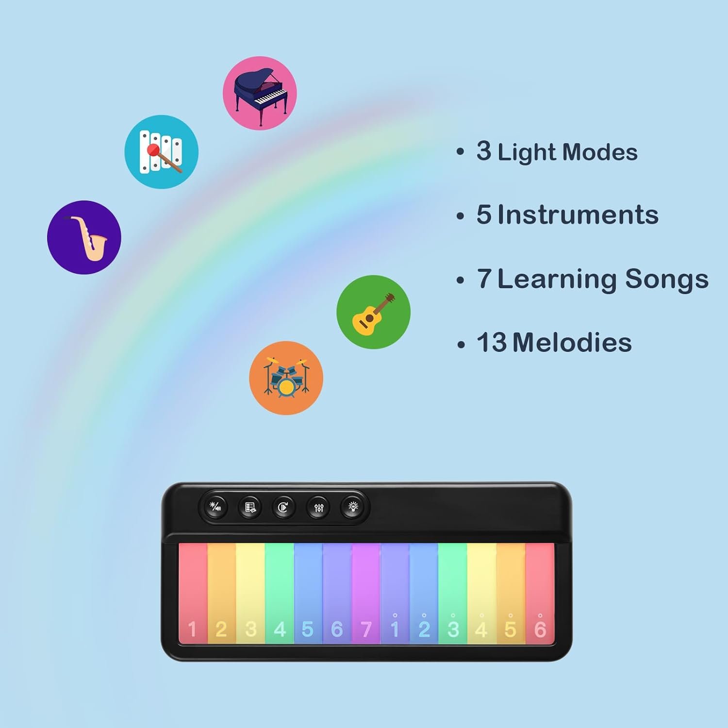 🎹 Kids Mini Piano with Rainbow Lights – Light Up Their Love for Music