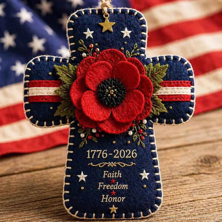 🔥LAST DAY 49% OFF -DIY Patriotic Poppy Cross Ornament Kit