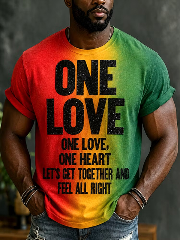 Men's One Love Colorblock Art Print T-Shirt