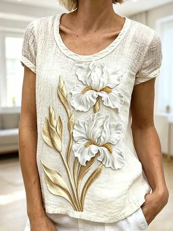 Women's Elegant Floral Graphic Print Casual T-Shirt