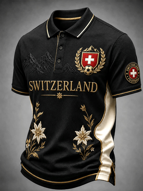 Men's 2026 Switzerland Football Print Polo Shirt