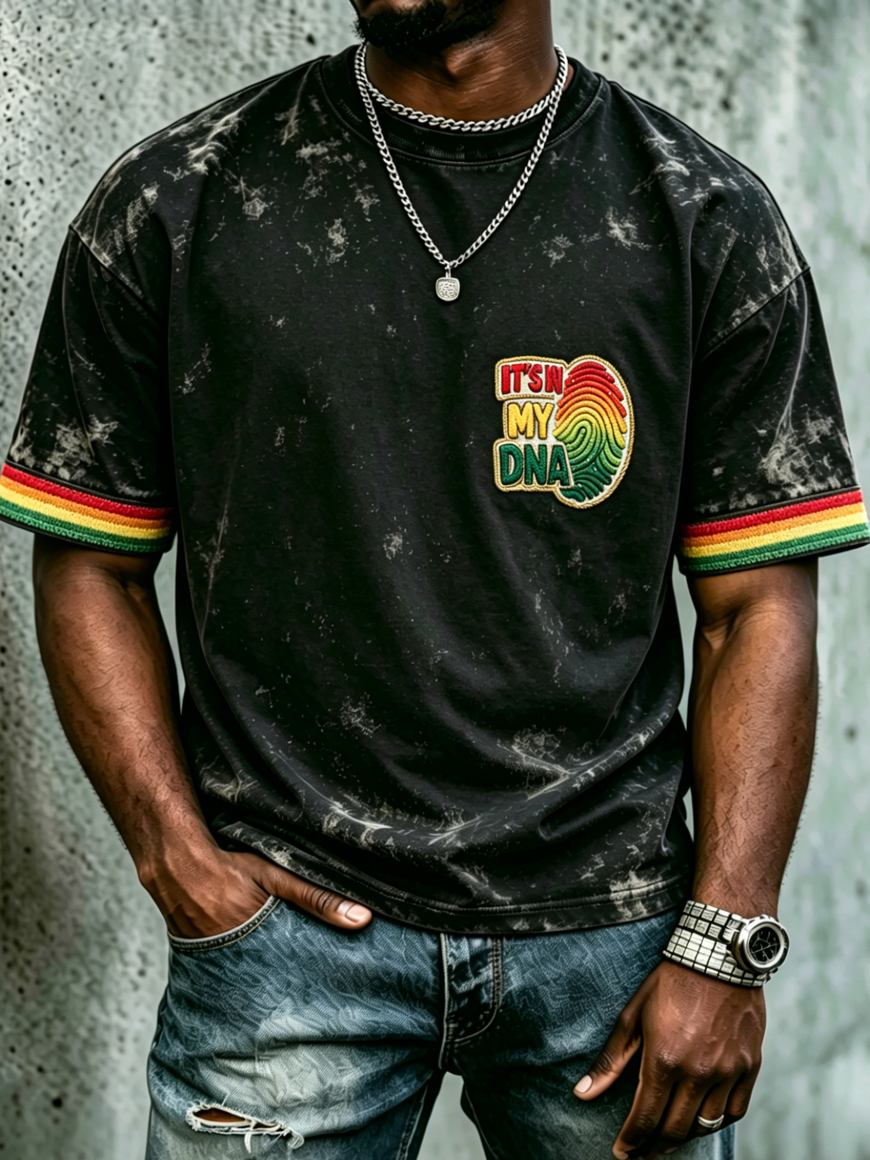 Men's It's in My DNA Reggae Print Casual T-Shirt