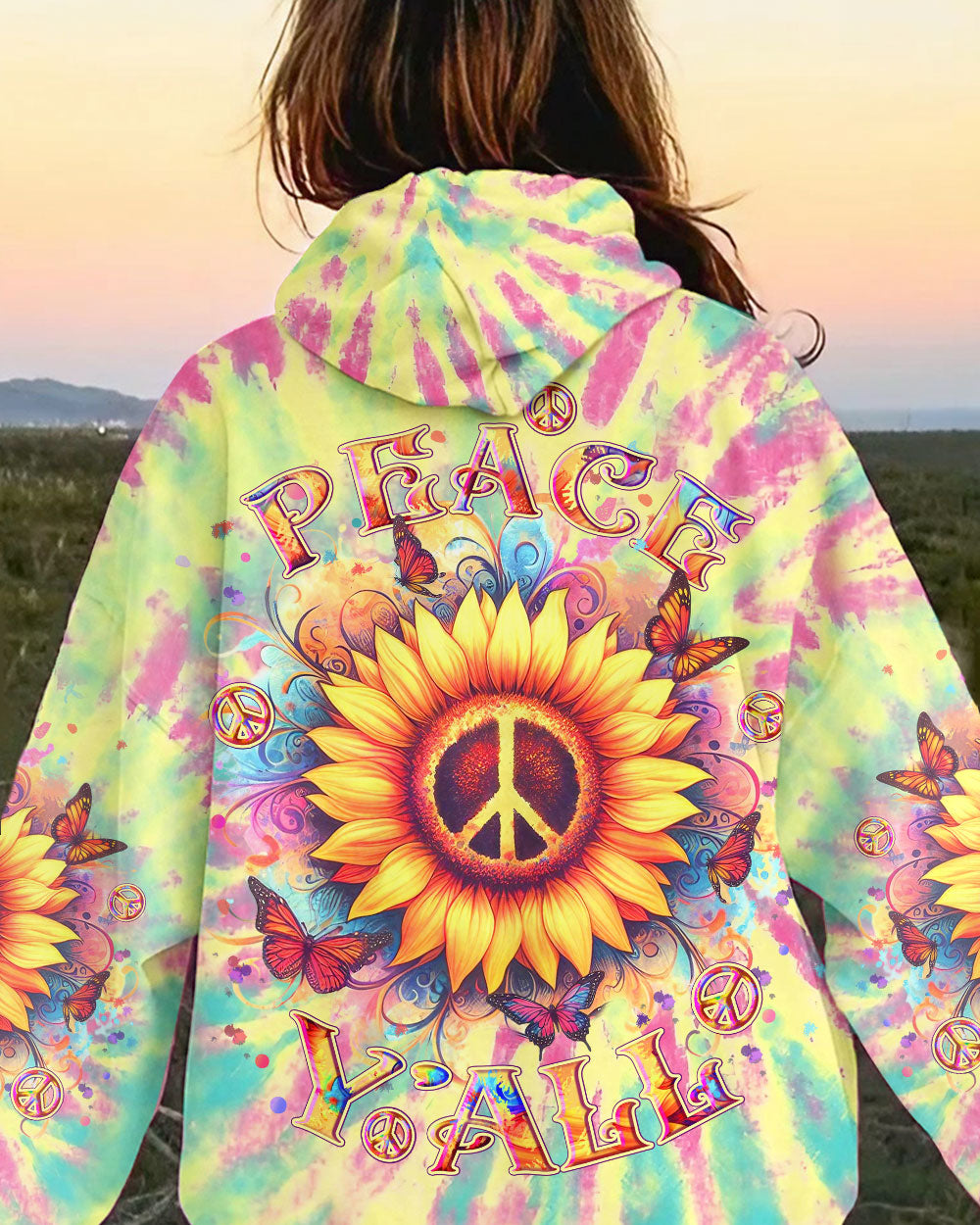PEACE Y'ALL TIE DYE ALL OVER PRINT - YHLT2911232