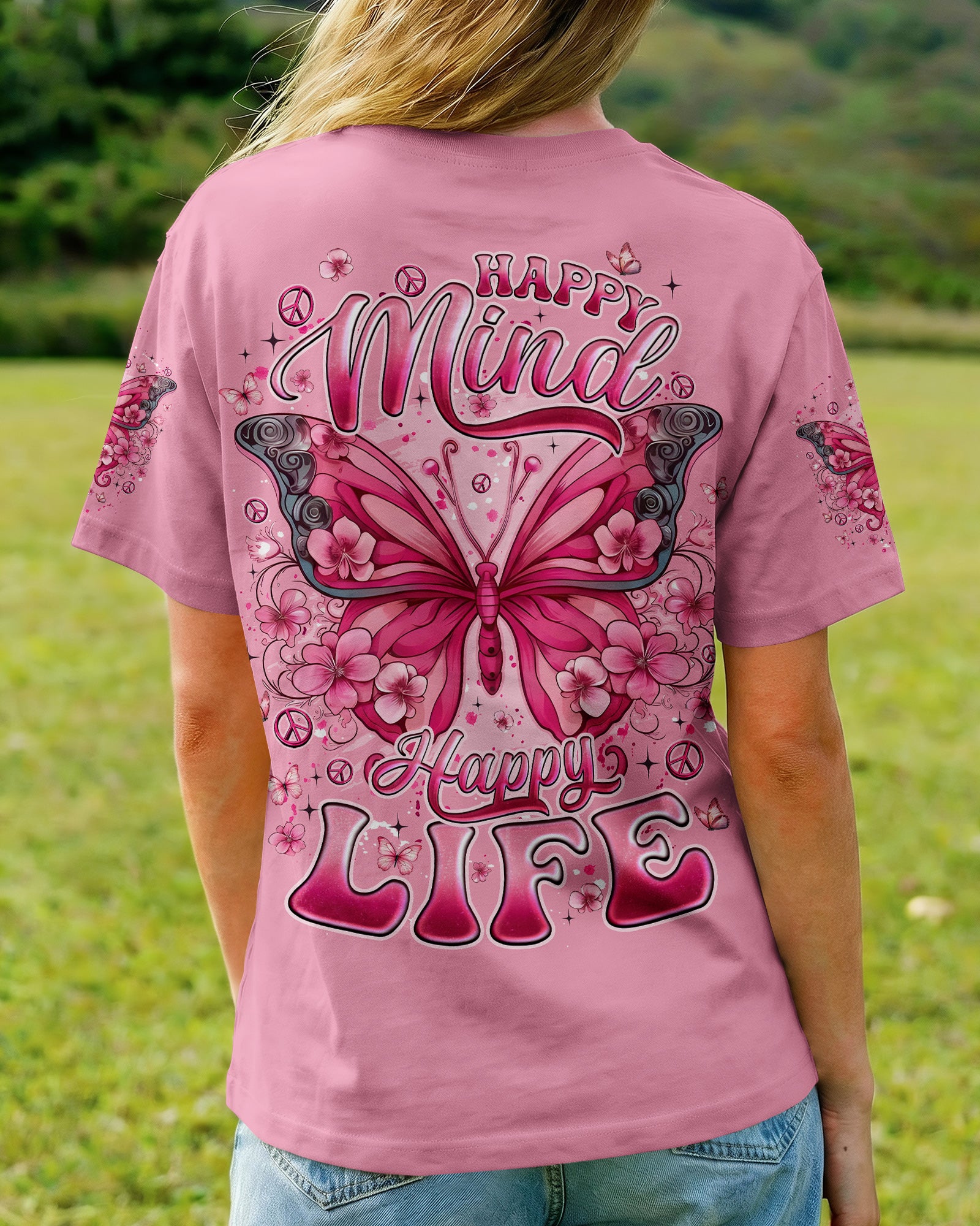 HAPPY MIND HAPPY LIFE BUTTERFLY ALL OVER PRINT - TYQY2602261