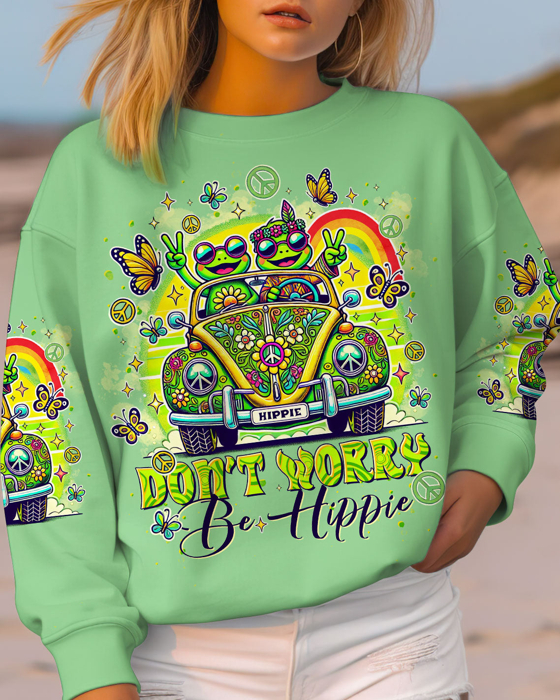 DON'T WORRY BE HIPPIE FROG CAR ALL OVER PRINT - TLTR0410242