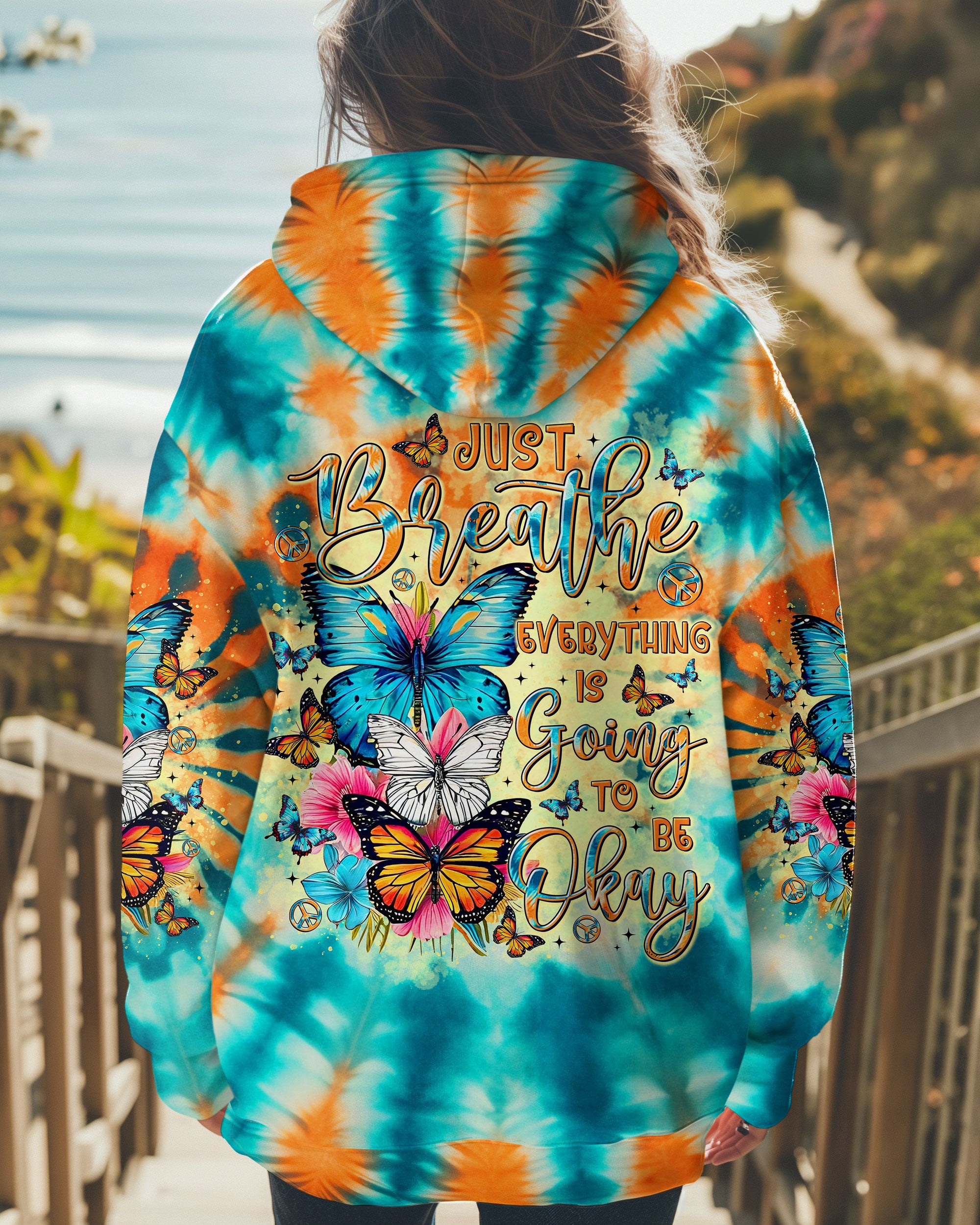 JUST BREATHE BUTTERFLY TIE DYE ALL OVER PRINT - TLTR3012242