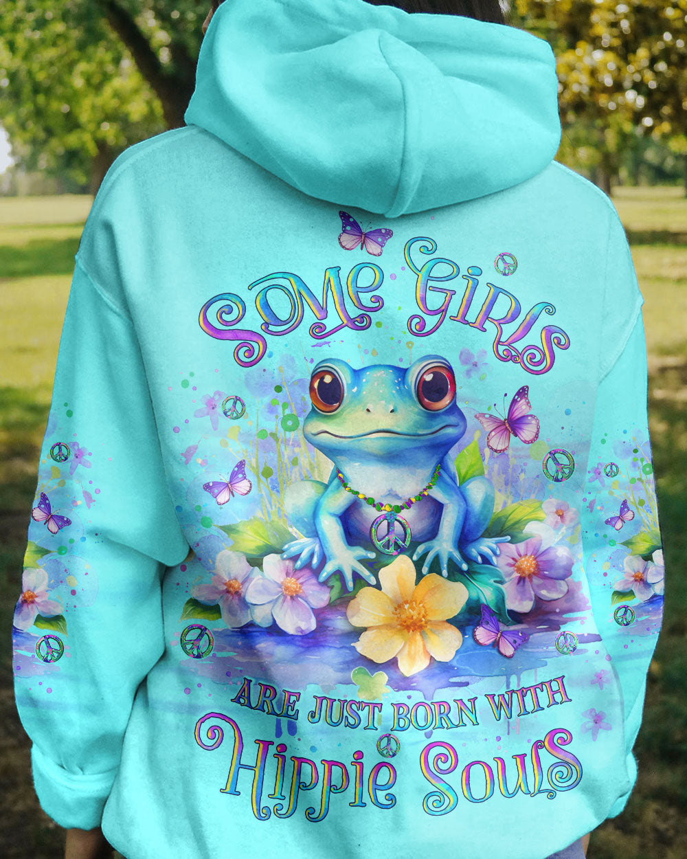 SOME GIRLS ARE JUST BORN WITH HIPPIE SOULS FROG ALL OVER PRINT - YHLT1212232