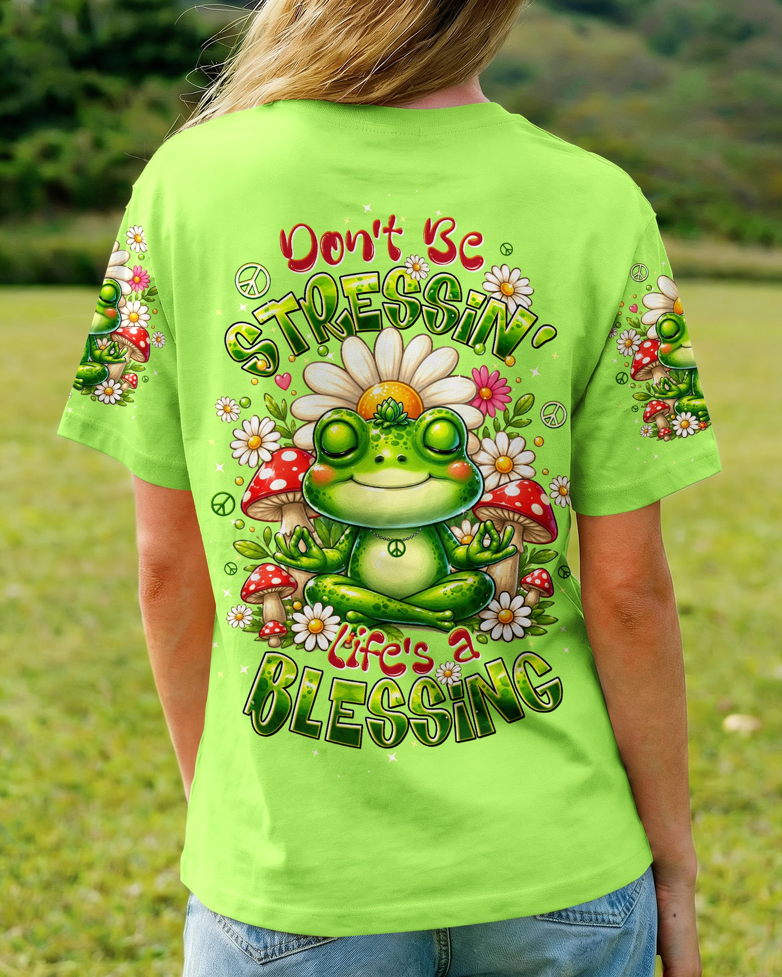 DON'T BE STRESSIN' FROG ALL OVER PRINT - TLTW1307263