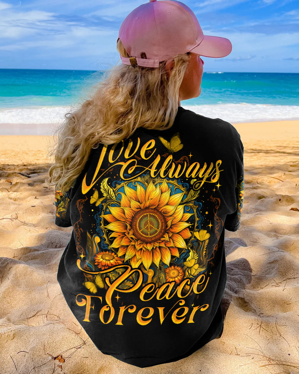 PEACE FOREVER SUNFLOWER ALL OVER PRINT - TYTD1307232
