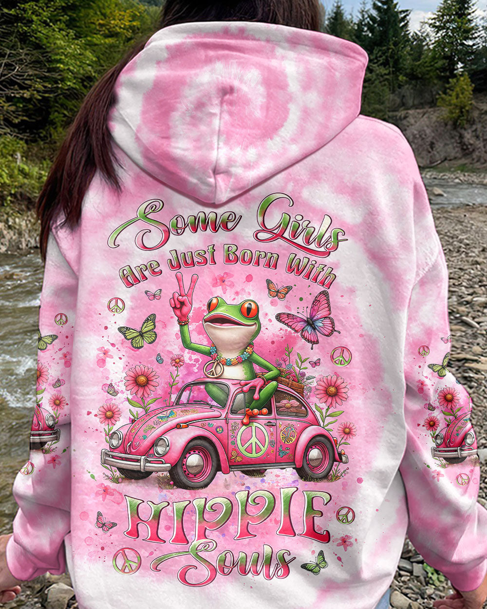 SOME GIRLS ARE JUST BORN WITH HIPPIE SOULS FROG ALL OVER PRINT - YHLT2601243