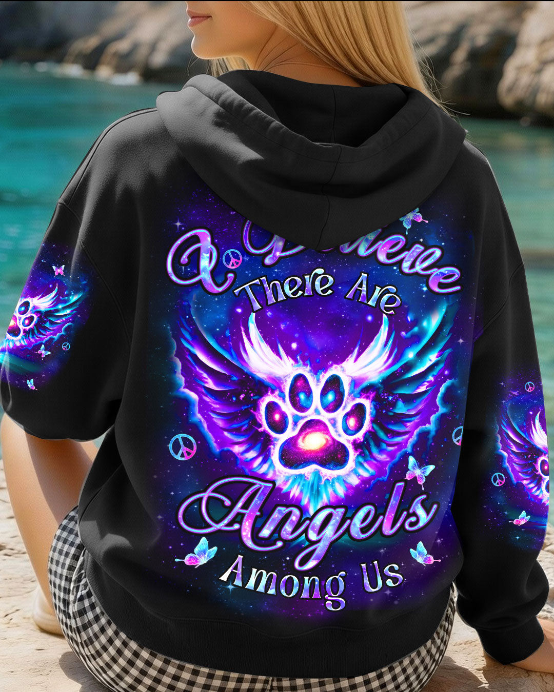 I BELIEVE THERE ARE ANGELS AMONG US PAW PRINT ALL OVER PRINT - YHHN3001262